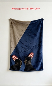 Balenciaga Blue Background Flannel Throw Blanket BA354